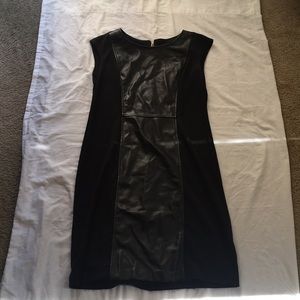Black dress with leather panel